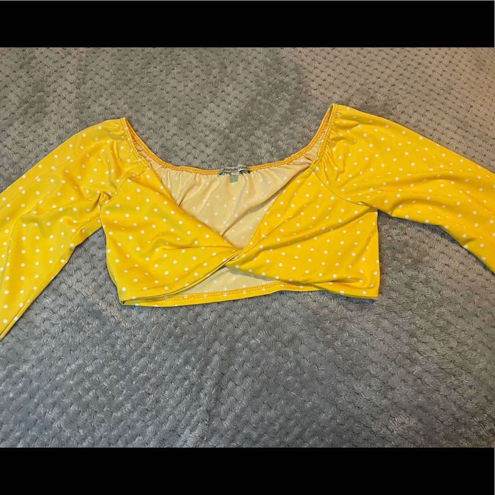 Yellow poke dot crop top